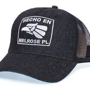 Hecho En Melrose Pl Celebrity Hat Black Denim Cap Adult Truckers Snapback
